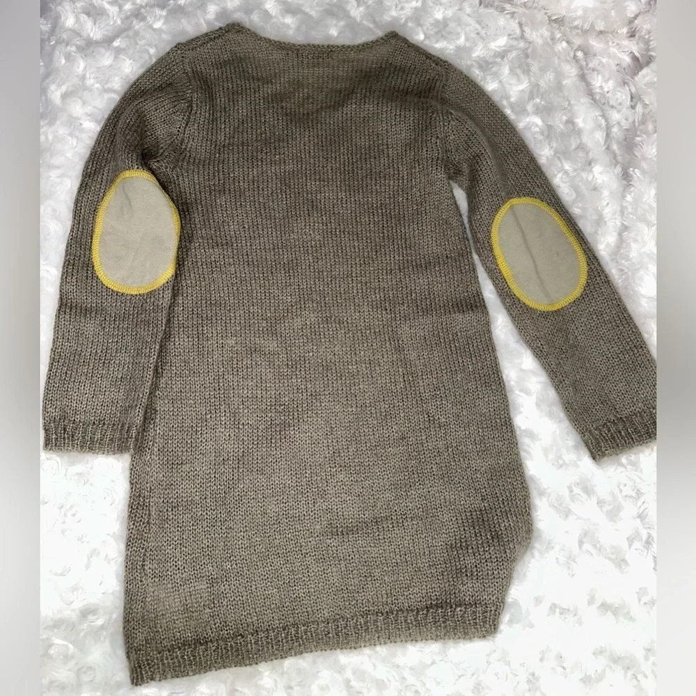 IKKS Girls Light Brown Elbow Patch V neck Knit Sweater & Skirt Set - Picture 2 of 12